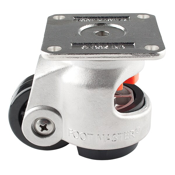 Foot Master Leveling Caster, 63 mm Nylon Wheel, 90x90 mm Plate, Swivel, 550 kg Cap, NBR Pad, Stainless Steel SGDN-80-F-NYN - main